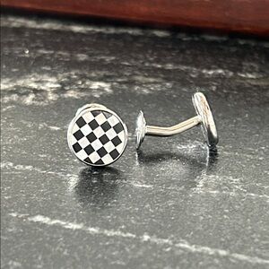 Classic Black and White Checkered Cufflinks